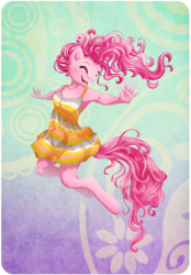 Size: 700x1006 | Tagged: safe, artist:cosmicunicorn, pinkie pie, earth pony, anthro, unguligrade anthro, g4, cute, diapinkes, eyes closed, female, jumping, solo