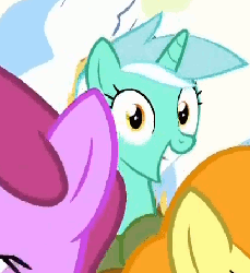 Size: 411x447 | Tagged: safe, screencap, berry punch, berryshine, carrot top, golden harvest, lyra heartstrings, earth pony, pony, unicorn, g4, season 1, winter wrap up, animated, background pony, cropped, female, gif, i found pills, irrational exuberance, lyra doing lyra things, mare, pronking