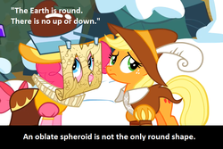 Size: 946x632 | Tagged: safe, edit, edited screencap, screencap, applejack, chancellor puddinghead, pinkie pie, smart cookie, g4, hearth's warming eve (episode), calibri, duo, hearth's warming eve, map, meta, text