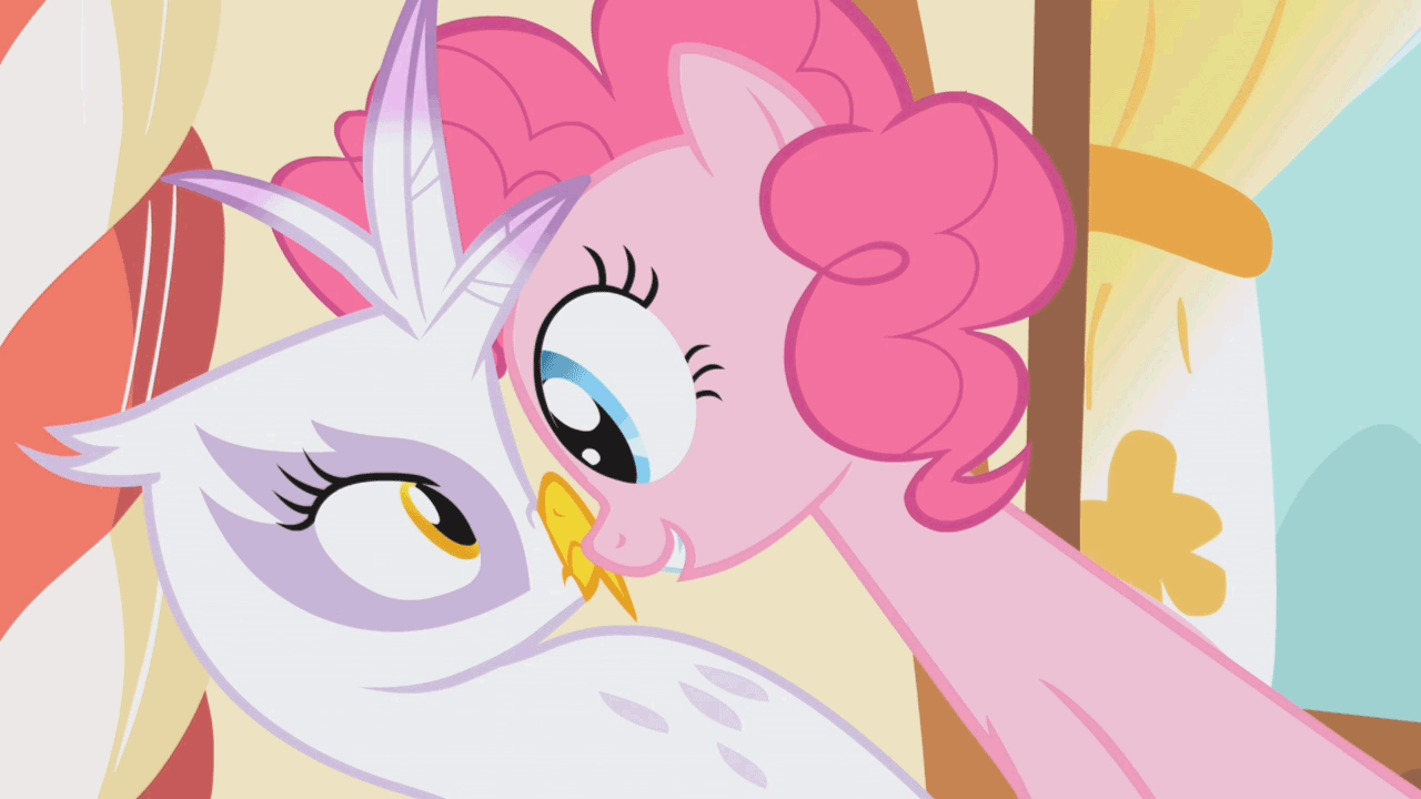 93499 safe, screencap, gilda, pinkie pie, griffon, g4, griffon the