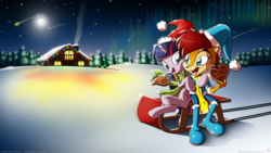 Size: 1920x1080 | Tagged: safe, artist:tobibrocki, twilight sparkle, g4, clothes, crossover, sally acorn, satam, scarf, sonic the hedgehog (series)