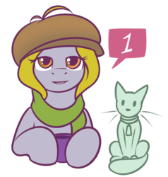 Size: 571x600 | Tagged: safe, artist:cobaltsnow, lily blossom, cat, pony, tumblr:lily blossom answers, g4, ask, clothes, hat, scarf, simple background, transparent background