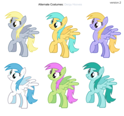 Size: 3200x3000 | Tagged: safe, artist:pika-robo, cloud kicker, derpy hooves, lightning bolt, merry may, spring melody, sprinkle medley, sunshower raindrops, white lightning, pegasus, pony, g4, alternate clothes, background pony, female, mare, palette swap, recolor, scrunchy face, simple background, transparent background, vector
