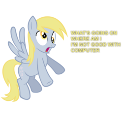 Size: 650x650 | Tagged: safe, derpy hooves, pegasus, pony, g4, computer, confused, female, mare, simple background, solo, transparent background, wat