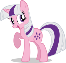 Size: 3252x3150 | Tagged: safe, artist:doctor-g, twilight, pony, unicorn, g1, g4, female, full body, g1 to g4, generation leap, high res, hooves, mare, open mouth, open smile, purple eyes, raised hoof, shadow, show accurate, simple background, smiling, solo, standing, tail, transparent background, two toned mane, two toned tail, vector