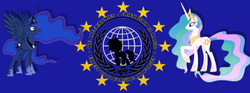 Size: 850x315 | Tagged: safe, artist:xyrowebwyre, princess celestia, princess luna, g4, european union, flag