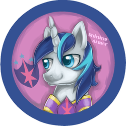 Size: 708x708 | Tagged: safe, artist:bunina, shining armor, pony, g4, badge, male, pixiv, solo