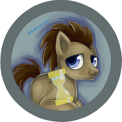 Size: 708x708 | Tagged: safe, artist:bunina, doctor whooves, time turner, earth pony, pony, g4, badge, male, pixiv, solo