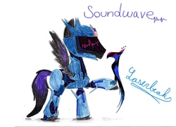 Size: 1054x757 | Tagged: safe, laserbeak, ponified, soundwave, transformers