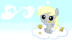 Size: 640x360 | Tagged: safe, artist:grobisam, derpy hooves, pegasus, pony, g4, animated, baby, baby pony, cute, daaaaaaaaaaaw, derpabetes, diaper, female, filly, foal, hnnng, muffin, that pony sure does love muffins, underp, weapons-grade cute
