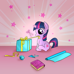 Size: 2000x2000 | Tagged: safe, artist:marikaefer, twilight sparkle, pony, g4, book, female, filly twilight sparkle, present, solo