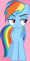 Size: 3003x6000 | Tagged: safe, artist:fineprint-mlp, edit, rainbow dash, g4, absurd resolution, guess the shipping implication for free biscuits, inverted mouth, photoshop, pink, smirk, vector