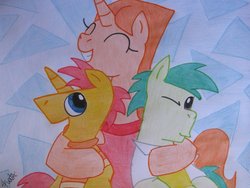 Size: 900x675 | Tagged: safe, artist:fuutachimaru, candace flynn, ferb fletcher, phineas and ferb, phineas flynn, ponified
