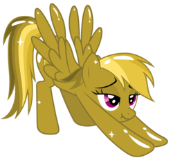 Size: 1600x1484 | Tagged: safe, rainbow dash, pegasus, pony, g4, exploitable meme, female, golden, iwtcird, luster dust, mare, scrunchy face, simple background, solo, stretching, transparent background