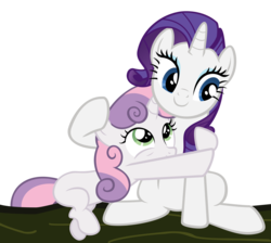 Size: 5882x5281 | Tagged: dead source, safe, artist:thatsgrotesque, rarity, sweetie belle, pony, unicorn, g4, sleepless in ponyville, absurd resolution, belle sisters, duo, female, filly, foal, hug, mare, siblings, simple background, sisters, transparent background, vector
