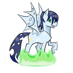 Size: 894x894 | Tagged: safe, artist:shark-sheep, soarin', changeling, g4, changelingified, cutie mark, male, missing horn, simple background, solo, species swap, transparent background, wings