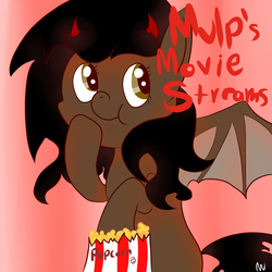 Size: 2000x2000 | Tagged: safe, oc, oc only, bat pony, pony, cute, mulp, popcorn