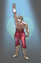 Size: 700x1061 | Tagged: safe, artist:blubhead, big macintosh, human, g4, clothes, cutie mark, great macintosh, hokuto no ken, humanized, male, muscles, partial nudity, raoh, topless