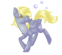 Size: 450x400 | Tagged: safe, artist:doodle--bug, derpy hooves, pegasus, pony, g4, bubble, female, happy, mare, simple background, solo, transparent background