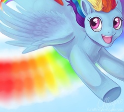 Size: 730x660 | Tagged: safe, artist:laurenmagpie, rainbow dash, g4, flying, happy, sonic rainboom