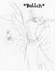 Size: 692x900 | Tagged: safe, artist:negativefade, princess cadance, g4, alcohol, beer, burp, metal goddess luna, microphone, wing hands