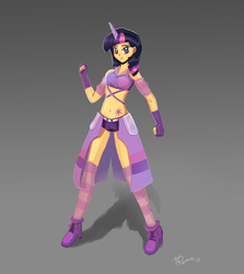 Size: 1000x1123 | Tagged: safe, artist:darkkodkod, twilight sparkle, human, g4, horn, horned humanization, humanized, magical girl, skinny, thin