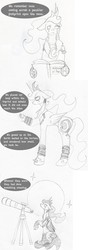 Size: 780x2206 | Tagged: safe, artist:negativefade, princess luna, g4, book, metal goddess luna, monochrome, moon, telescope, tumblr