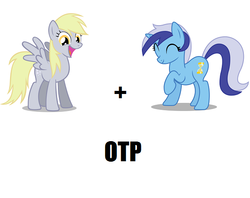 Size: 648x512 | Tagged: safe, derpy hooves, minuette, pegasus, pony, unicorn, g4, exploitable meme, female, lesbian, mare, minuderp, otp, pun, shipping, simple background, underp, white background