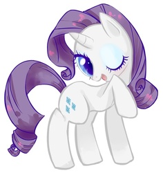 Size: 437x462 | Tagged: safe, artist:amanako, rarity, pony, unicorn, g4, cute, female, mare, open mouth, pixiv, raribetes, simple background, solo, white background, wink