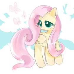 Size: 512x512 | Tagged: safe, artist:amanako, fluttershy, butterfly, g4