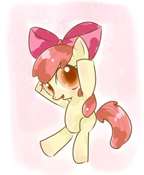 Size: 421x512 | Tagged: safe, artist:amanako, apple bloom, earth pony, pony, g4, bipedal, female, pixiv, solo