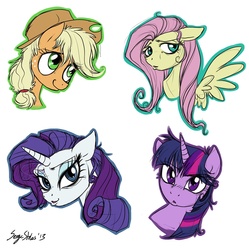 Size: 1046x1049 | Tagged: safe, artist:serge-stiles, applejack, fluttershy, rarity, twilight sparkle, g4