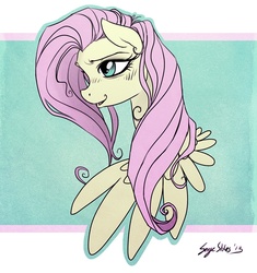 Size: 968x1028 | Tagged: safe, artist:serge-stiles, fluttershy, pegasus, pony, g4, bust, female, mare, smiling, solo