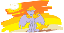 Size: 1351x703 | Tagged: safe, artist:enma-darei, derpy hooves, pegasus, pony, g4, female, gray, mare, ms paint, paint, sky, wings