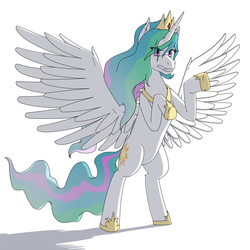 Size: 1600x1600 | Tagged: safe, artist:supervanman64, princess celestia, pony, g4, angry, female, rearing, solo