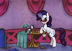 Size: 756x540 | Tagged: safe, artist:capreola, rarity, pony, g4, doll, glasses, magic, solo