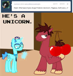 Size: 899x932 | Tagged: safe, artist:alisonwonderland1951, cherry, clipboard, electricity, frown, glasses, magic, necktie, ponified, surge protector, telekinesis, tumblr, unamused, wreck-it ralph