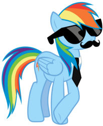 Size: 4095x5000 | Tagged: safe, artist:jennieoo, rainbow dash, g4, absurd resolution, mousdash, moustache, necktie, show accurate, simple background, sunglasses, transparent background, vector