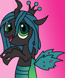 Size: 419x507 | Tagged: safe, artist:feralroku, queen chrysalis, changeling, changeling queen, nymph, g4, cute, cutealis, female