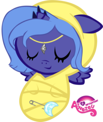 Size: 800x942 | Tagged: safe, artist:atnezau, part of a set, princess luna, alicorn, pony, g4, baby, baby alicorn, baby blanket, baby luna, baby pony, blanket, bundled in warmth, crown, cute, daaaaaaaaaaaw, female, foal, happy baby, jewelry, lunabetes, moon, newborn, regalia, safety pin, simple background, sleeping, sleeping baby, small wings, solo, spread wings, swaddled, swaddled baby, transparent background, wings, woona, wrapped snugly, younger