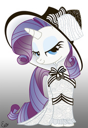 Size: 600x879 | Tagged: safe, artist:elm-chan, rarity, g4, clothes, dress, hat, my fair lady, solo