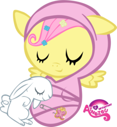 Size: 900x983 | Tagged: safe, artist:atnezau, part of a set, fluttershy, pegasus, pony, rabbit, g4, baby, baby blanket, baby pony, babyshy, blanket, cute, daaaaaaaaaaaw, element of kindness, eyes closed, female, floppy ears, foal, happy baby, newborn, safety pin, shyabetes, simple background, sleeping, sleeping baby, smiling, solo, spread wings, swaddled, swaddled baby, transparent background, wings, wrapped snugly, younger