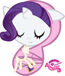 Size: 900x1059 | Tagged: safe, artist:atnezau, part of a set, rarity, pony, unicorn, g4, babity, baby, baby blanket, baby pony, blanket, cute, daaaaaaaaaaaw, doll, element of generosity, female, foal, happy baby, mannequin, newborn, raribetes, safety pin, simple background, sleeping, sleeping baby, solo, swaddled, swaddled baby, transparent background, wrapped snugly, younger