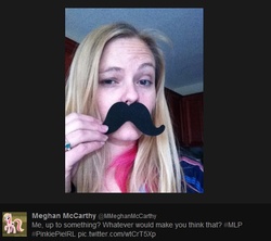 Size: 536x475 | Tagged: safe, human, irl, meghan mccarthy, moustache, photo, twitter