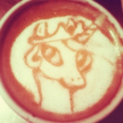 Size: 500x500 | Tagged: safe, artist:cappuccinofrosting, princess celestia, pony, g4, coffee, female, food, latte, solo