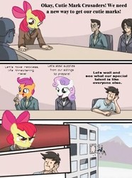 Size: 432x580 | Tagged: safe, apple bloom, scootaloo, sweetie belle, g4, cutie mark crusaders, defenestration, employer meme, exploitable meme, hejibits, meme