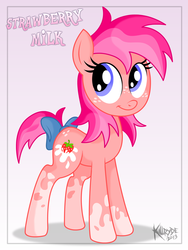 Size: 1713x2284 | Tagged: safe, artist:killryde, oc, oc only, oc:strawberry milk, pony, bow, freckles, solo, tail bow