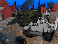 Size: 1024x776 | Tagged: safe, artist:zatgeneral, oc, oc only, kv-2, tank (vehicle), tiger ii