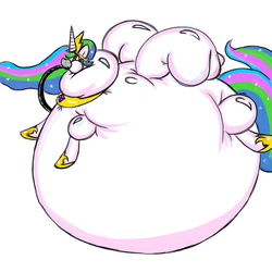 Size: 1200x1200 | Tagged: safe, artist:kbryme, princess celestia, g4, air inflation, belly, blimpestia, hose, inflatable, inflated wings, inflation, jewelry, missing cutie mark, puffy cheeks, regalia, spherical inflation