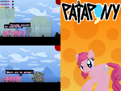 Size: 640x480 | Tagged: safe, artist:oddwarg, pinkie pie, earth pony, pony, g4, crossover, dialogue, fan game, female, game, mare, patapon, rhythm game, speech bubble